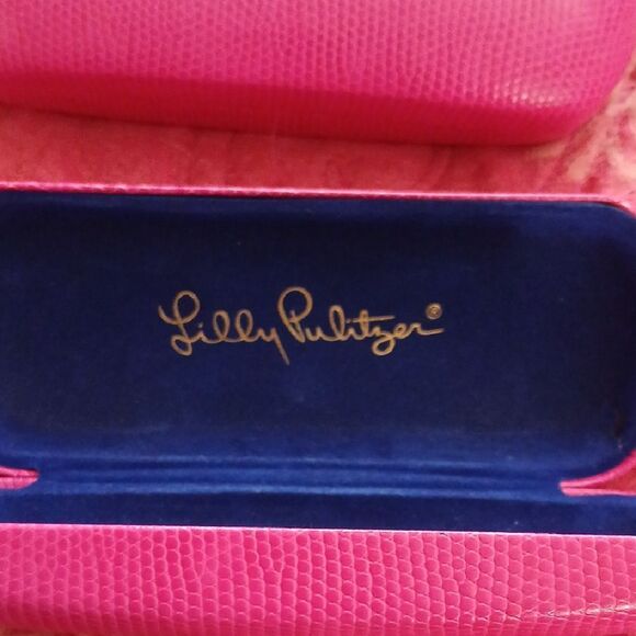 Lilly Pulitzer Pink Eyeglass Case with Gold Logo - Picture 2 of 5